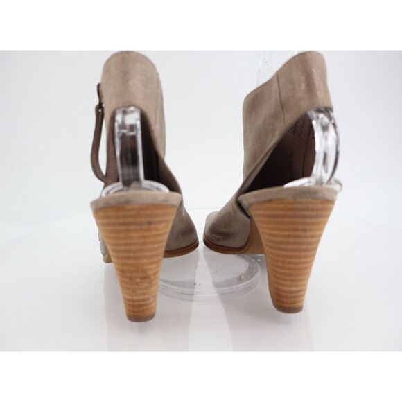 Paul Green Cayanne Beige Tan Shimmer Peep Open Toe Sandal Heel Bootie Size 9.5 - Picture 5 of 12